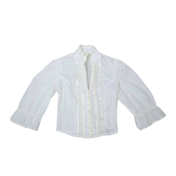 Vintage 70s Gunne Sax white button front prairie top 7 - Picture 1 of 7